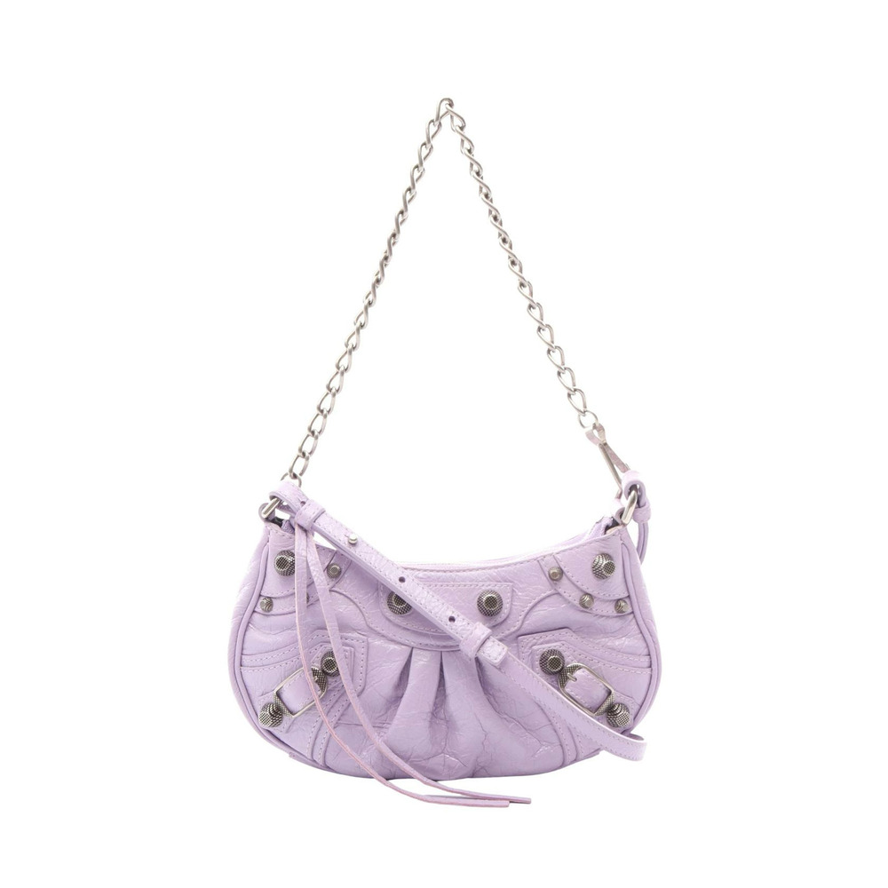 Balenciaga LE CAGOLE Handbag Leather Purple